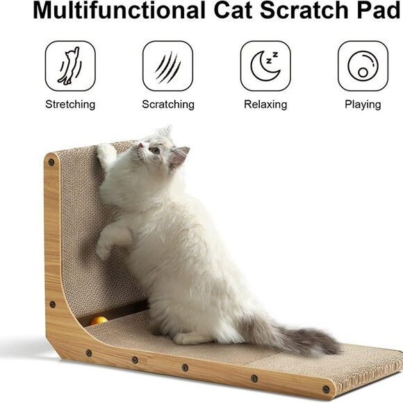 New Cat Scratcher, 26.8 Inch L Shape Cat Scratch Pad Wall Mounted, Cat Scratcher - Picture 3 of 9
